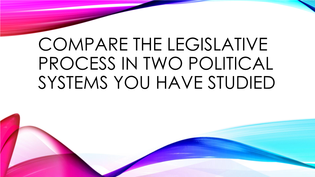 Compare the Legislative Process in Two Political Systems You Have Studied Intro