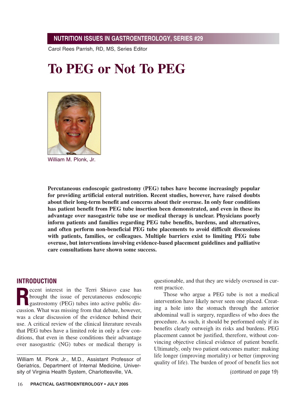 To PEG Or Not to PEG