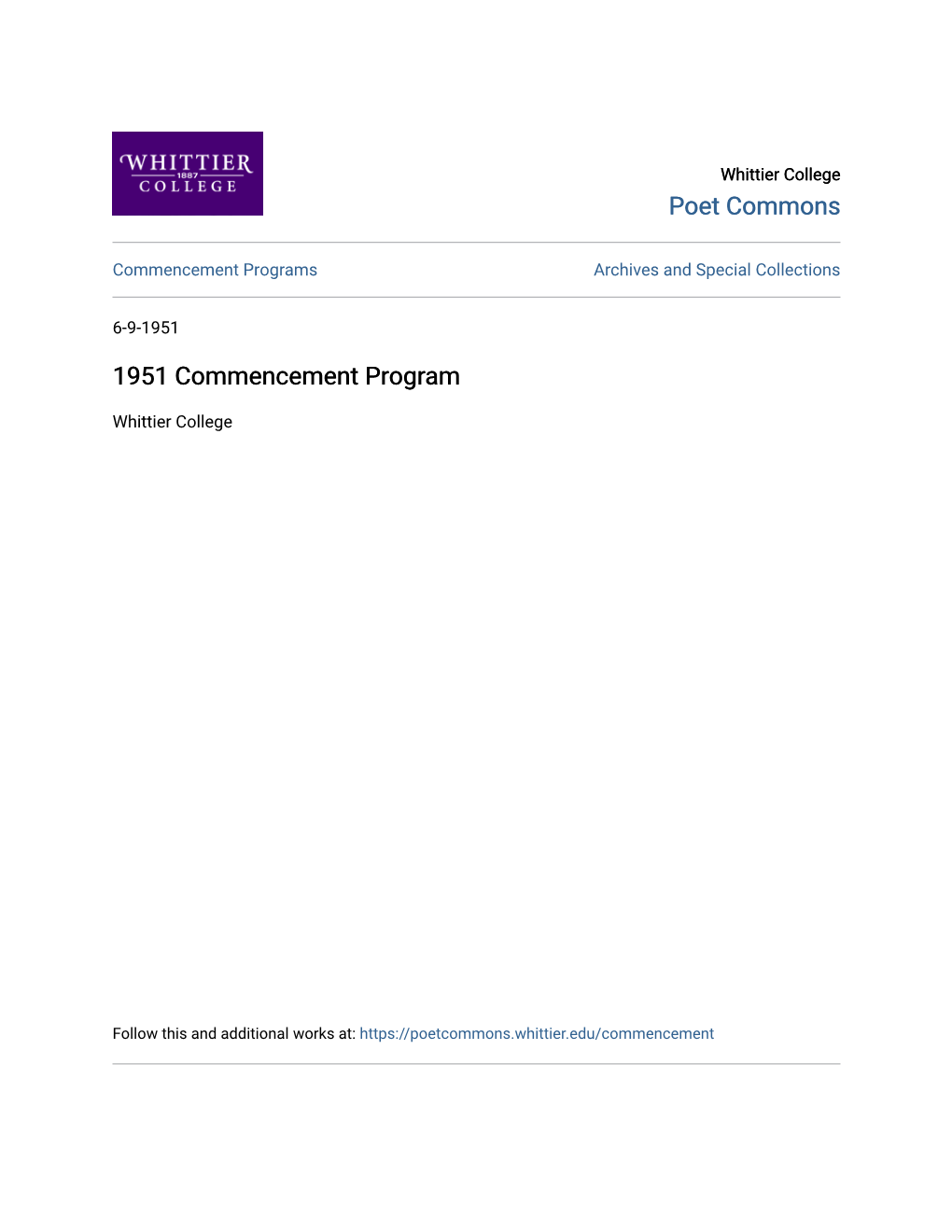 1951 Commencement Program