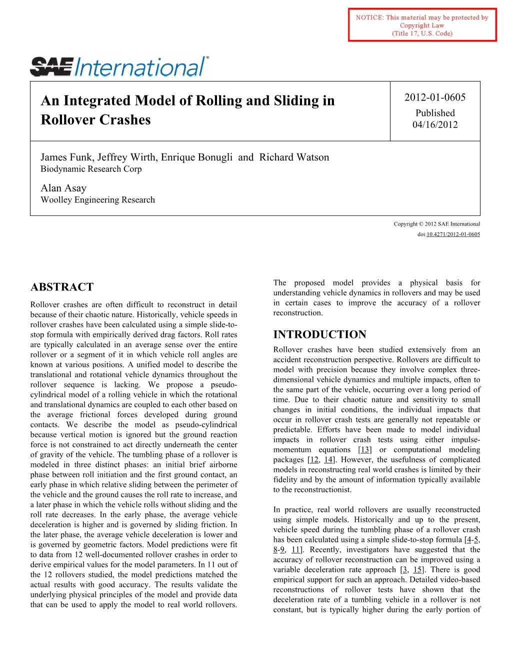 An Integrated Model of Rolling and Sliding in Rollover Crashes