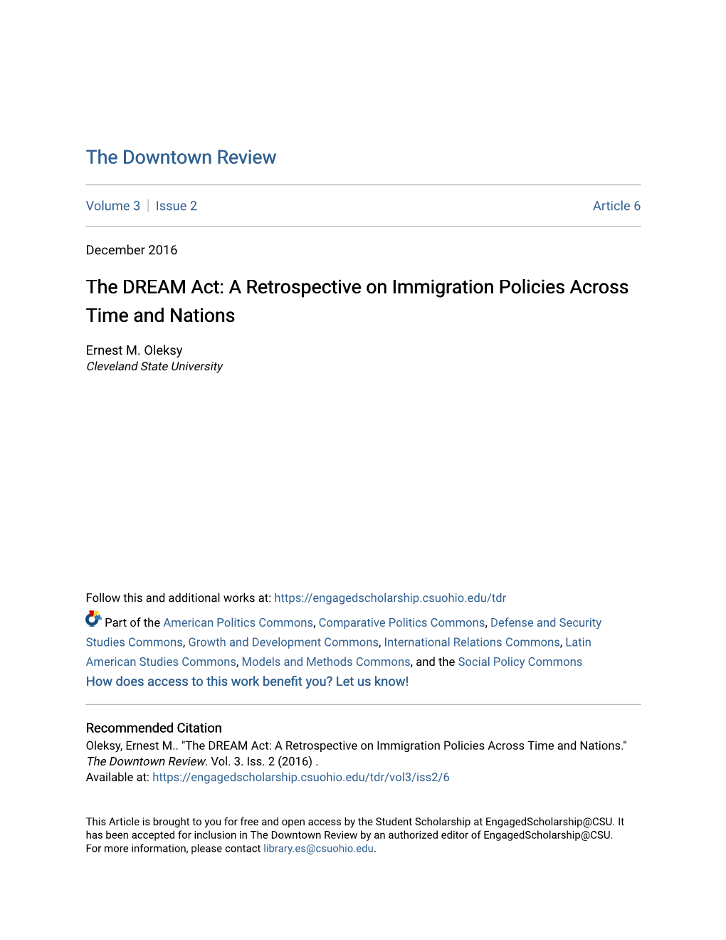 The DREAM Act: a Retrospective on Immigration Policies Across Time and Nations