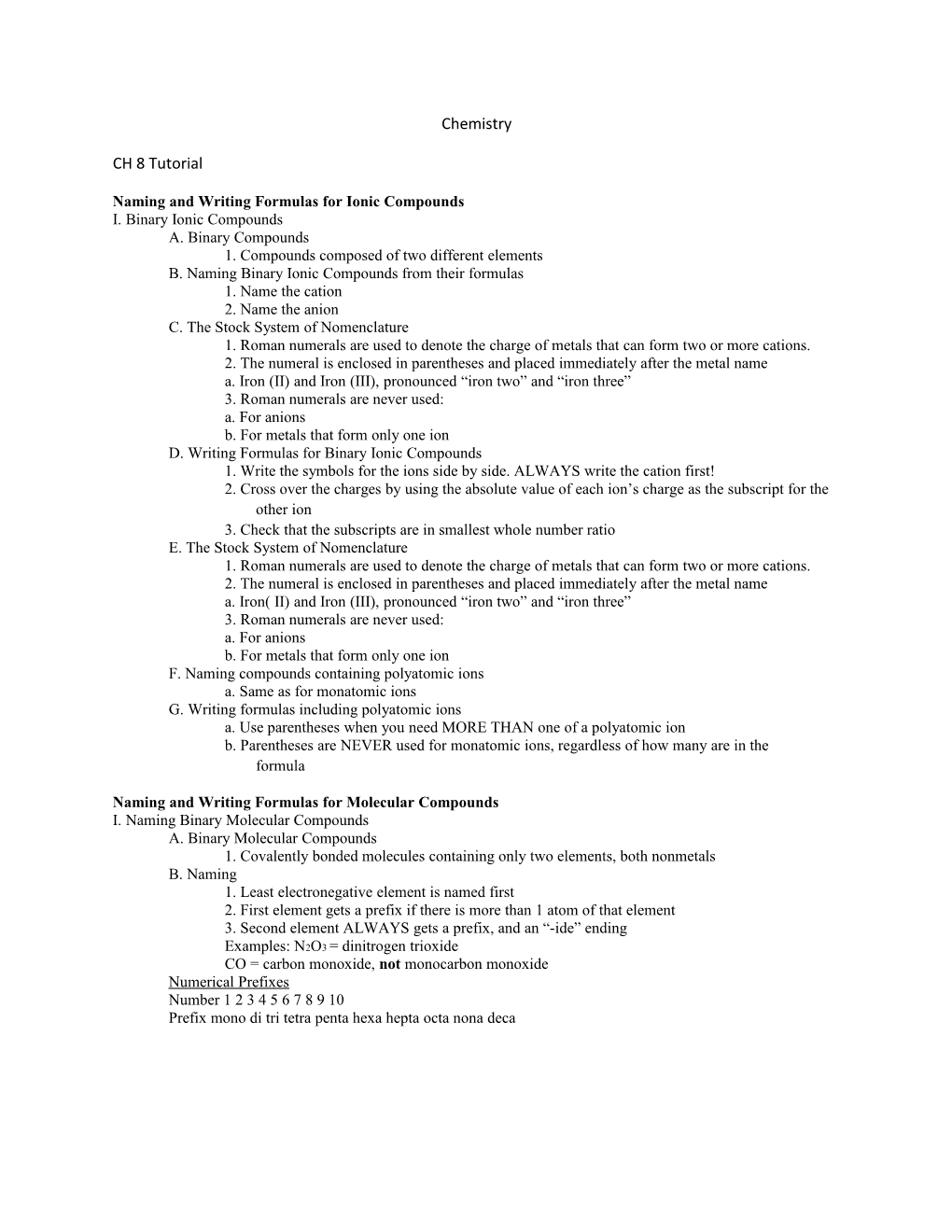 Naming and Writing Formulas for Ionic Compounds