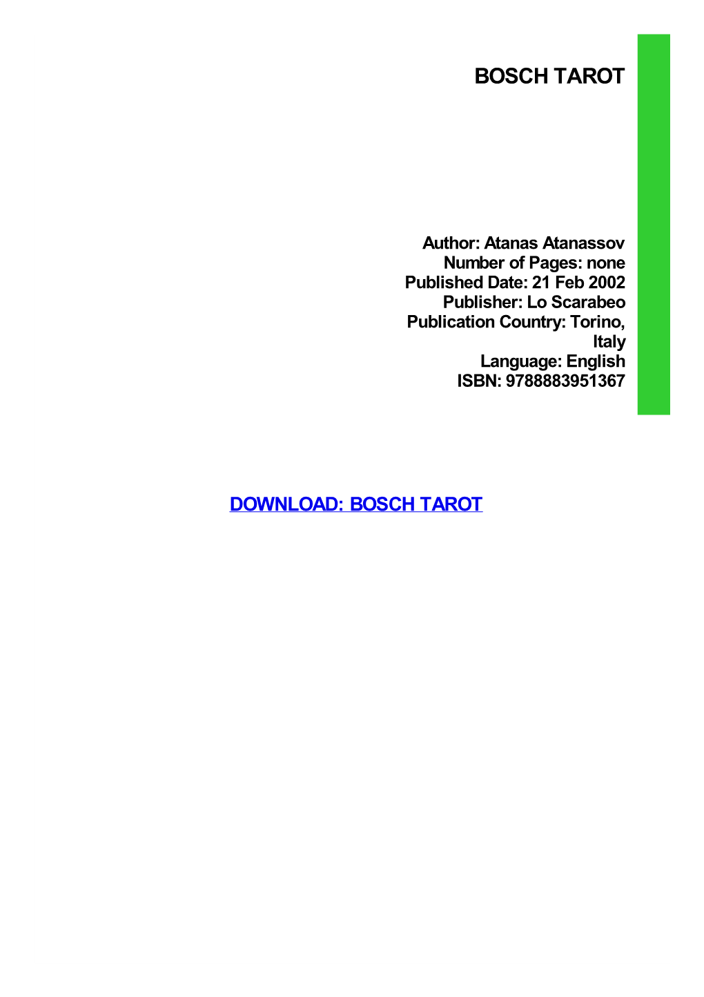 {FREE} Bosch Tarot Ebook, Epub
