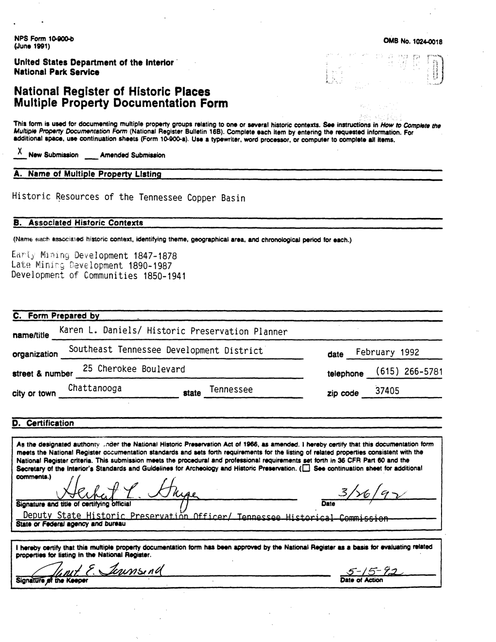 National Register of Historic Places Multiple Property Documentation Form