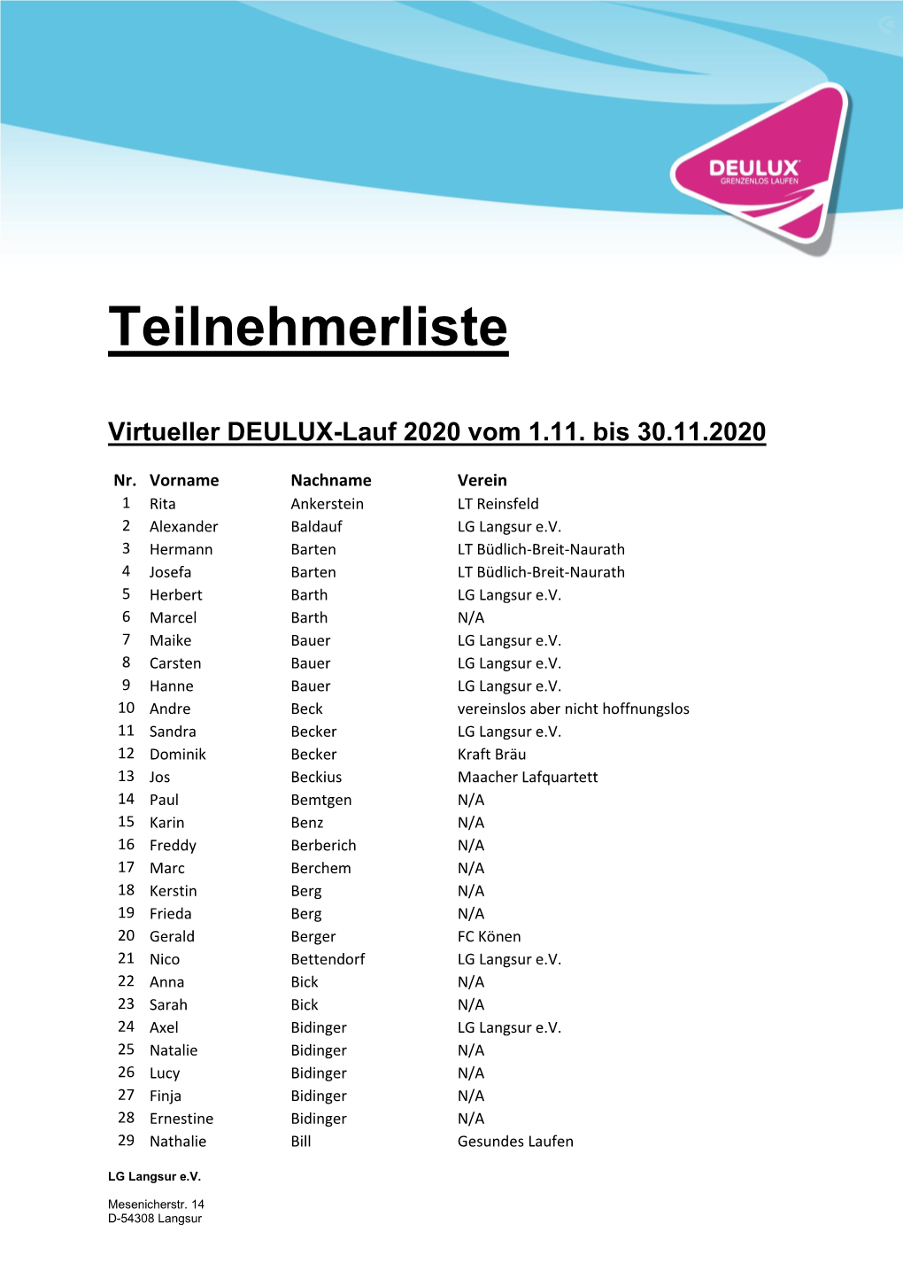 Teilnehmerliste