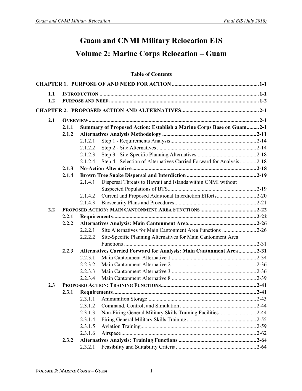 Guam and CNMI Military Relocation EIS Volume 2: Marine Corps Relocation – Guam