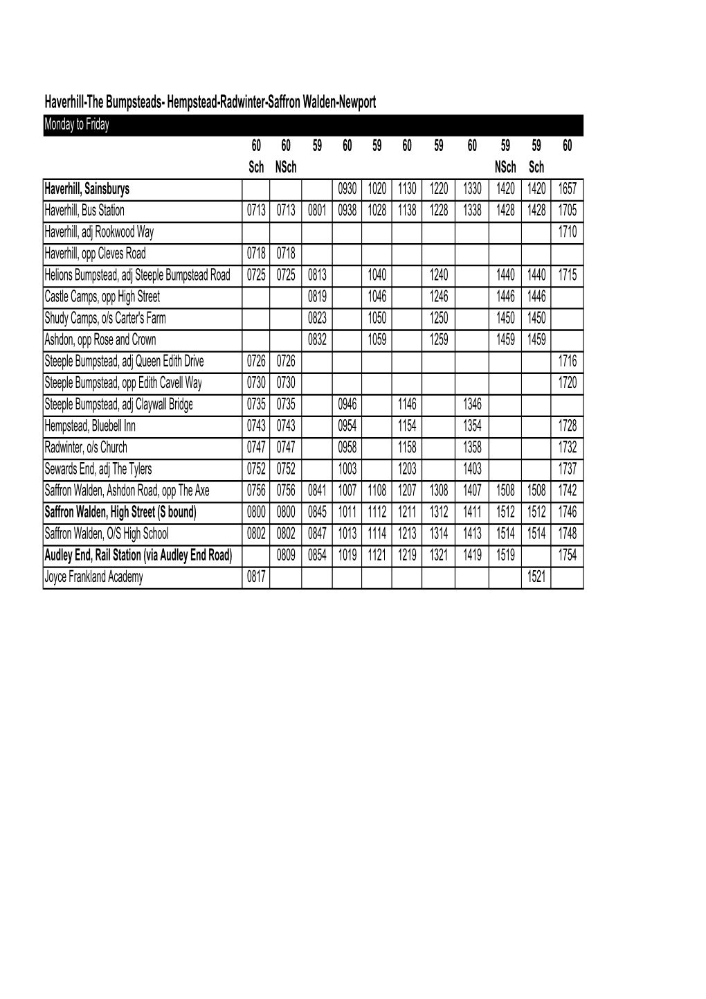 XL2216 59-60 Haverhill to Saffron Walden Timetable.Xlsx