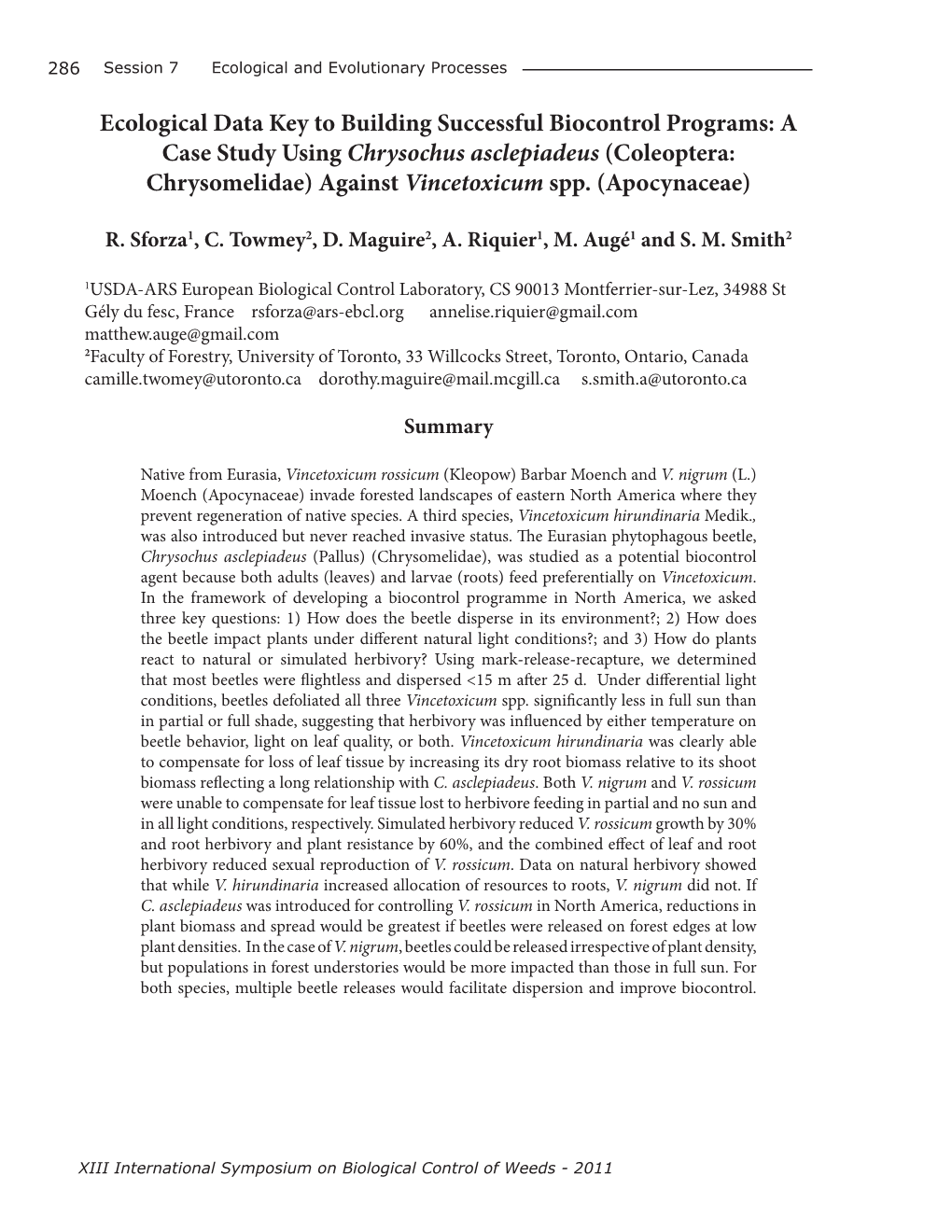 Ecological Data Key to Building Successful Biocontrol Programs: a Case Study Using Chrysochus Asclepiadeus (Coleoptera: Chrysomelidae) Against Vincetoxicum Spp