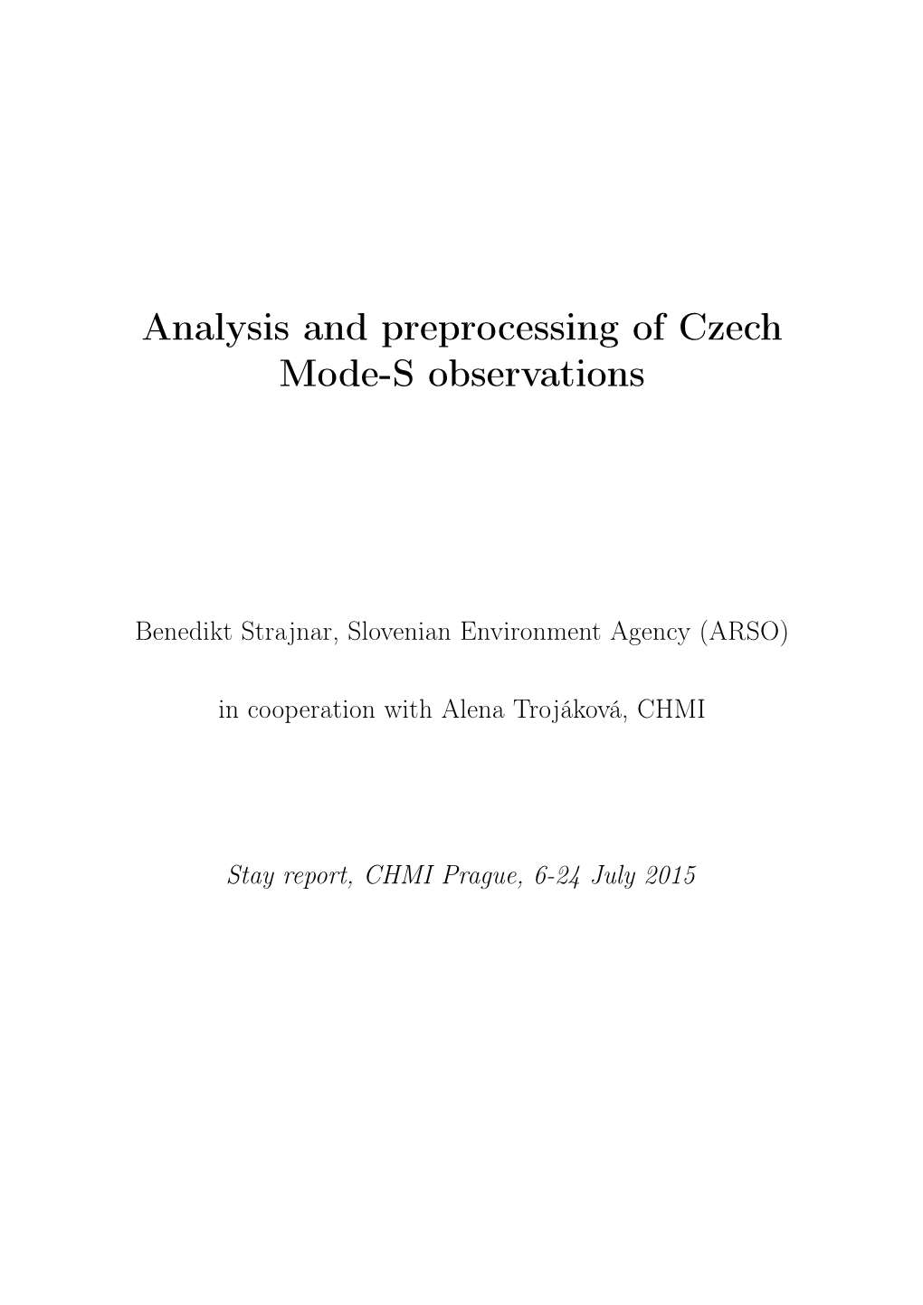 Analysis and Preprocessing of Czech Mode-S Observations