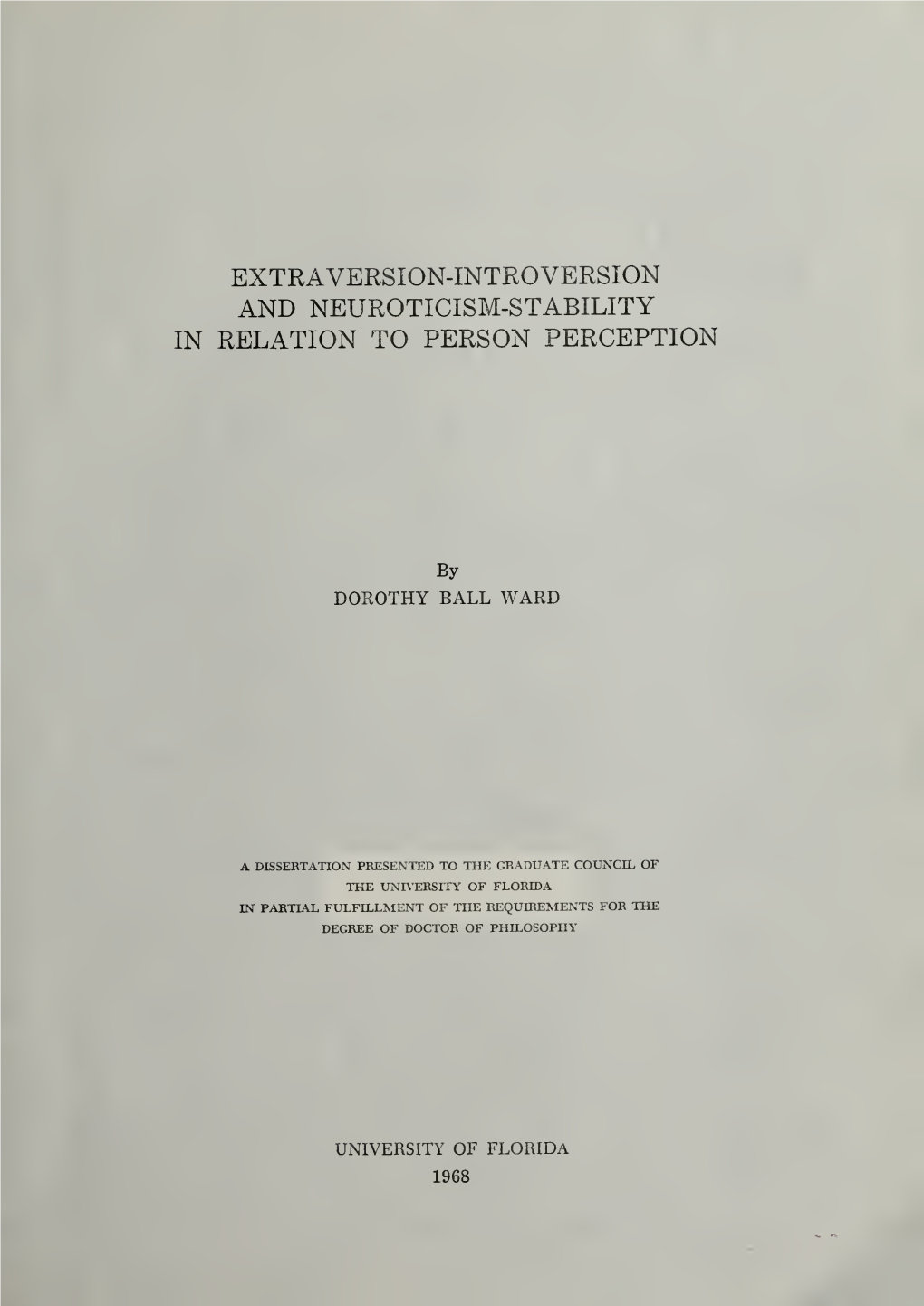 Extraversion-Introversion and Neuroticism-Stability in Relation to Person Perception