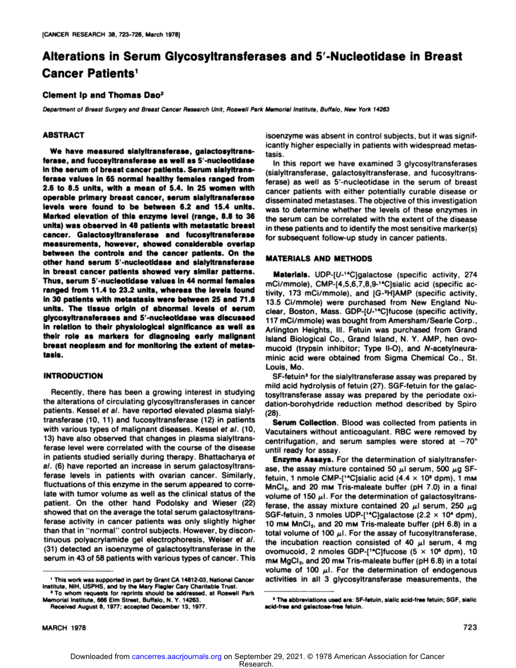 Nucleotidase in Breast Cancer Patients1