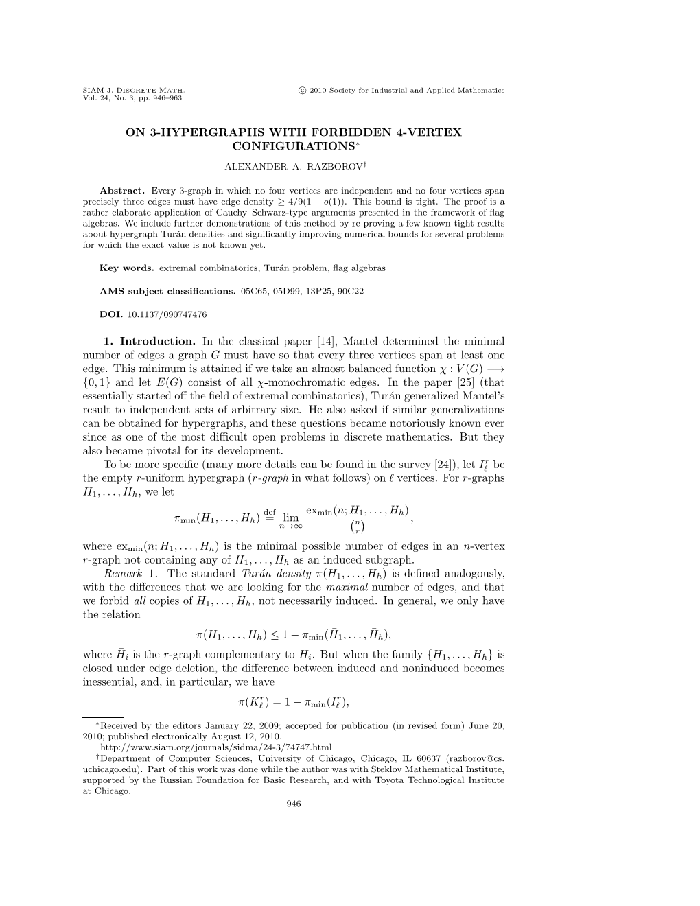 On 3-Hypergraphs with Forbidden 4-Vertex Configurations∗