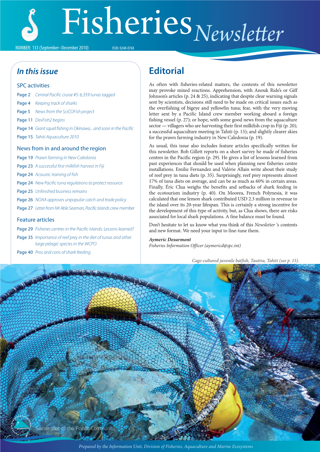 SPC Fisheries Newsletter #133 - September/December 2010 SPC ACTIVITIES