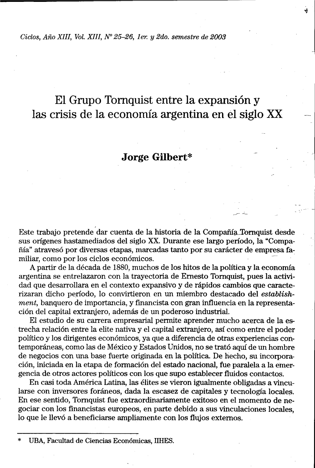 El Grupo Tornquist Entre La Expansión Y Las Crisis De La Economía Argentina En El Siglo :Xx