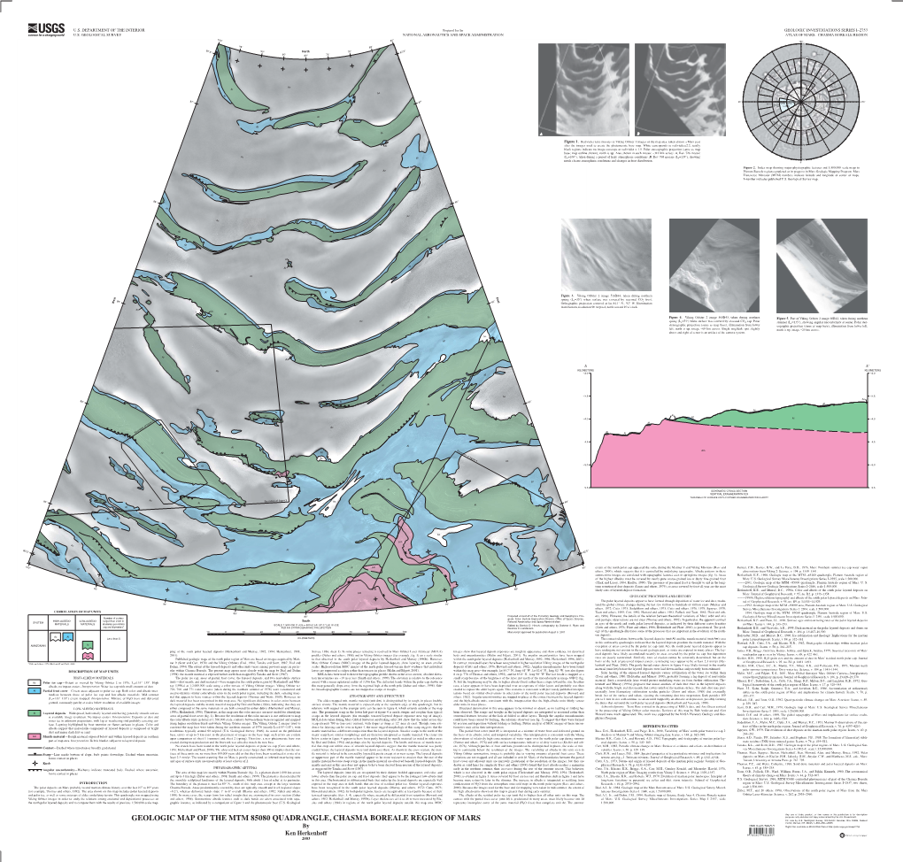 GEOLOGIC MAP of the MTM 85080 QUADRANGLE, CHASMA BOREALE REGION of MARS for Sale by U.S