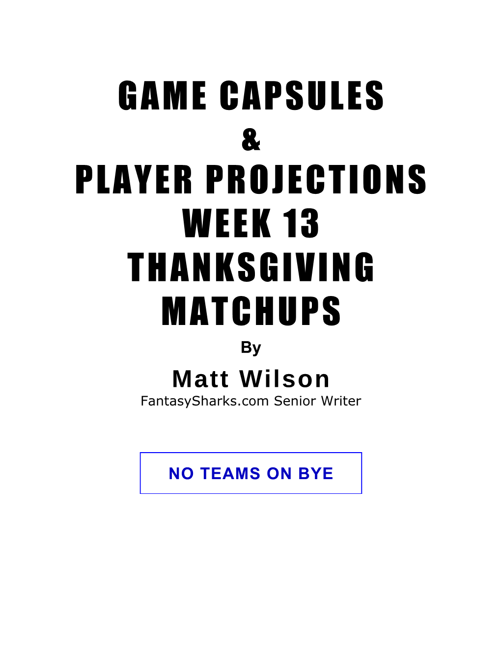 Game Capsules Player Projections