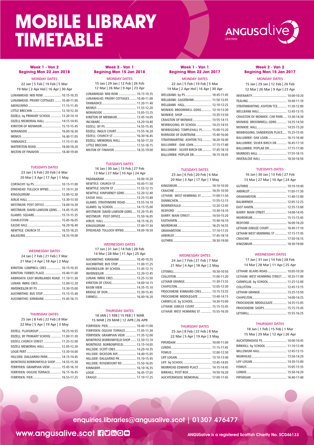 Mobile Library Route Timetable