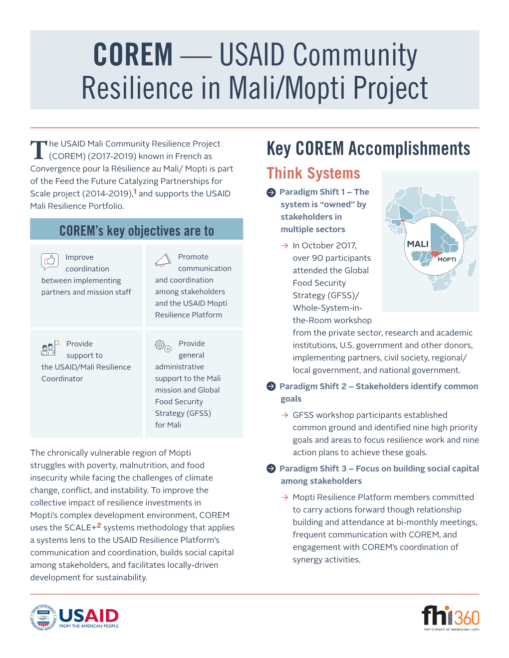 COREM — USAID Community Resilience in Mali/Mopti Project
