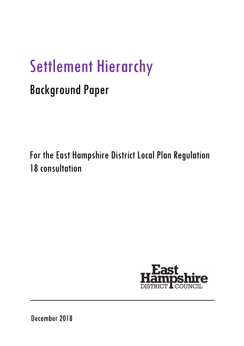 Settlement Hierarchy Background Paper