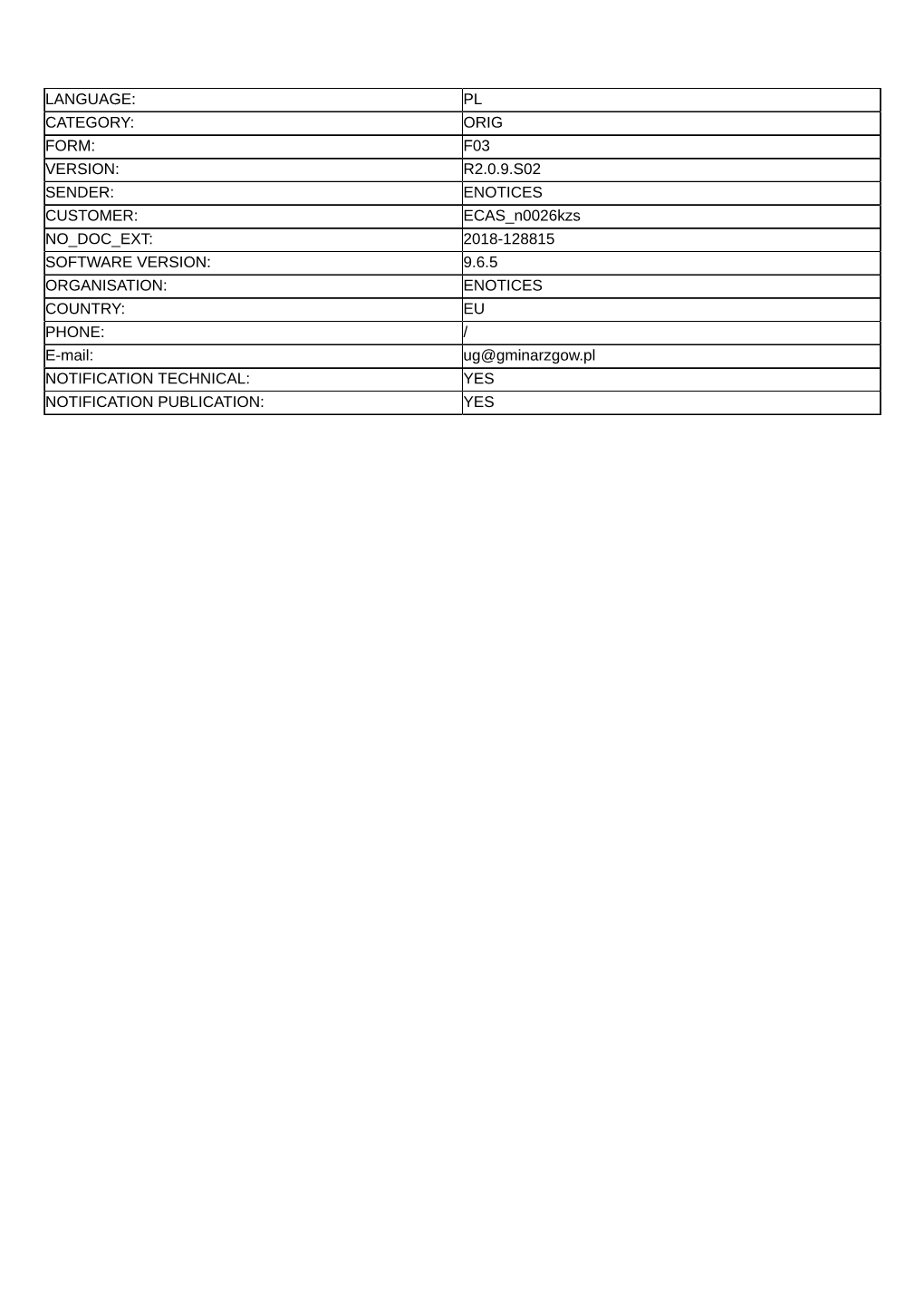 F03 Version: R2.0.9.S02 Sender: Enotices Customer