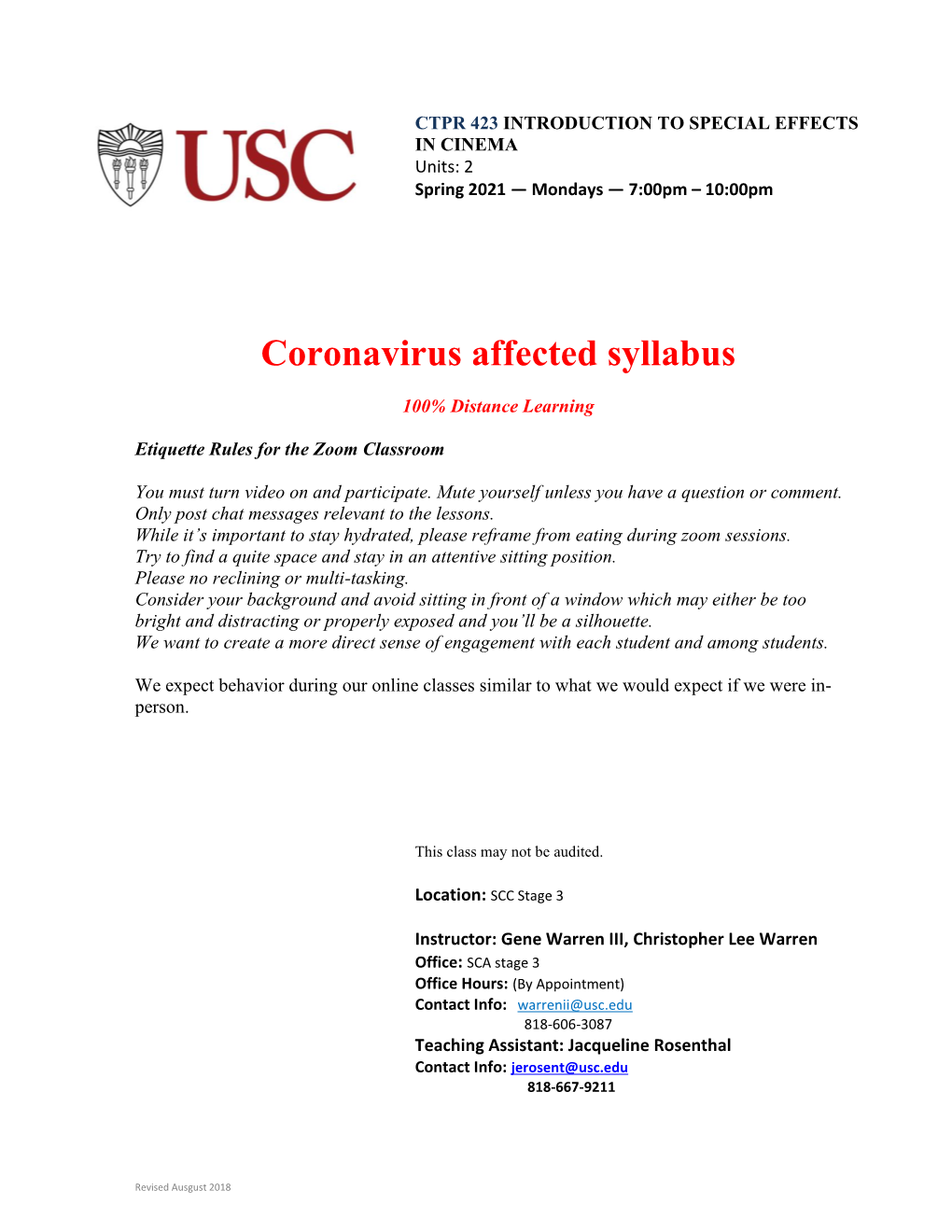 Coronavirus Affected Syllabus