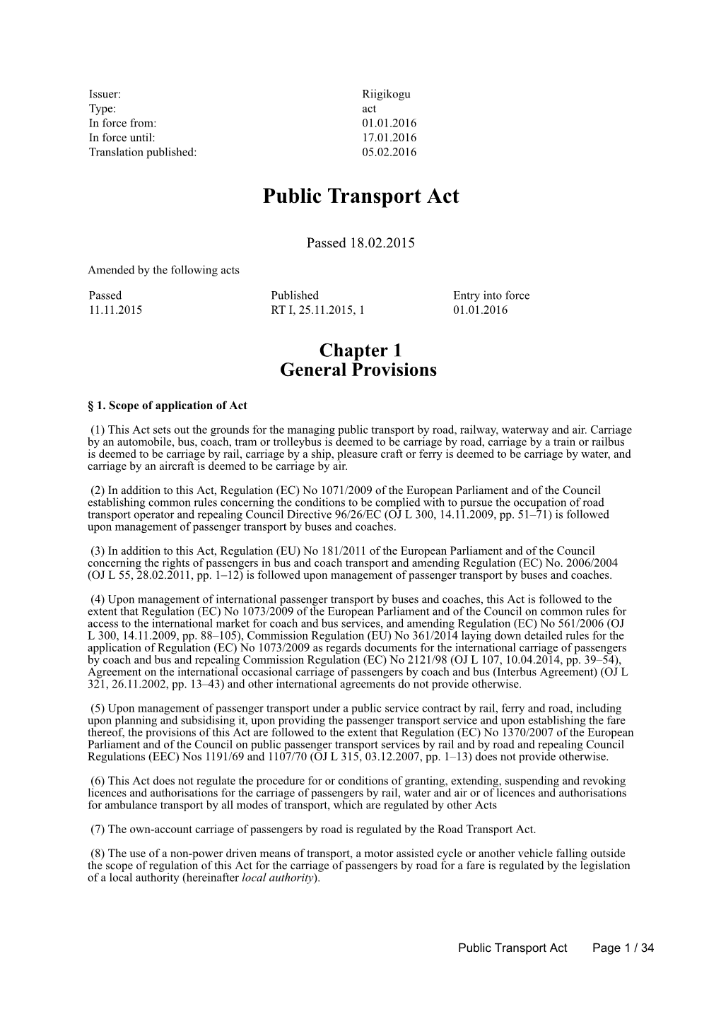 Public Transport Act