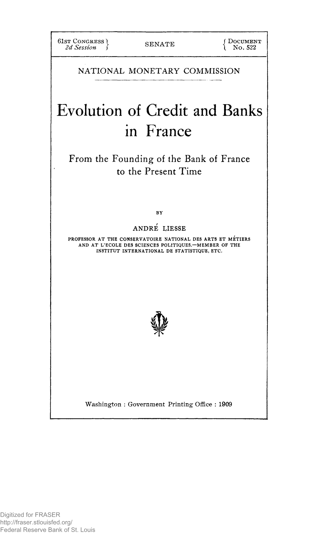 522. Evolution of Credit and Banks in France