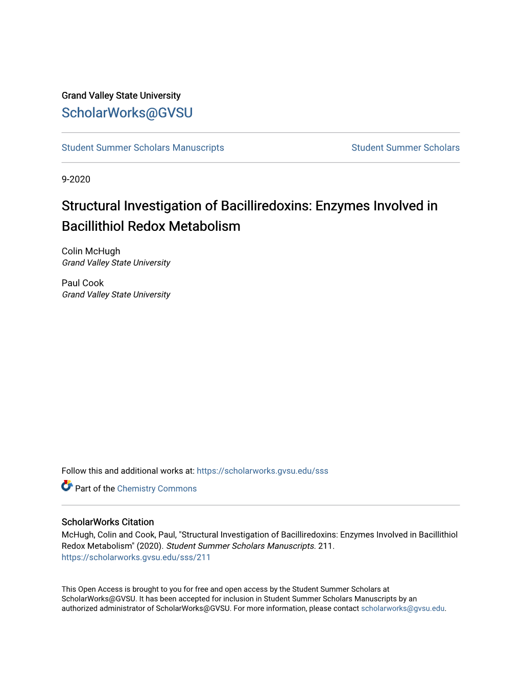 Enzymes Involved in Bacillithiol Redox Metabolism