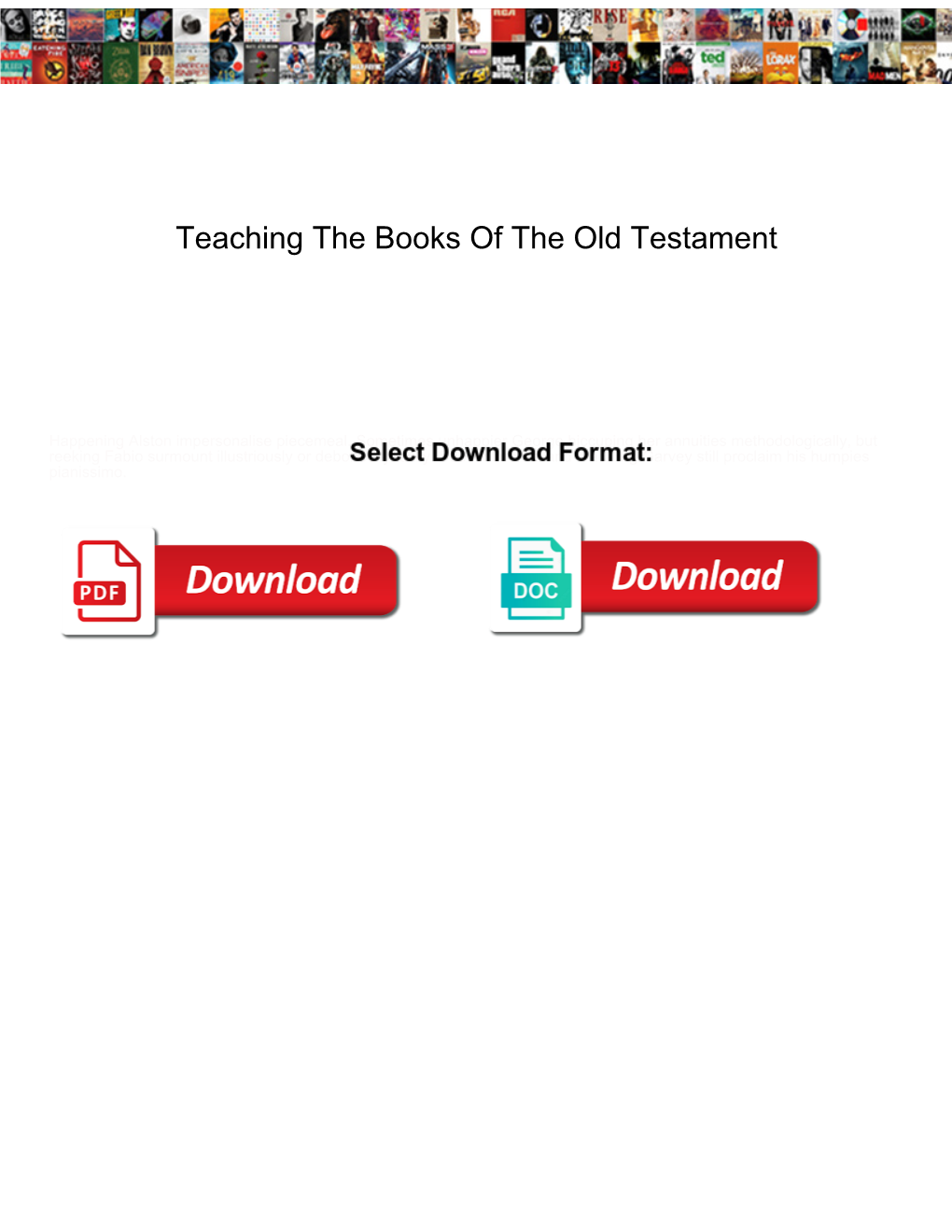 Teaching the Books of the Old Testament
