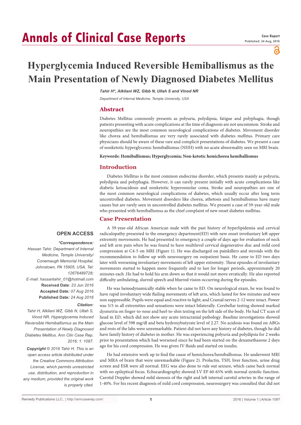 Hyperglycemia Induced Reversible Hemiballismus As the Main Presentation of Newly Diagnosed Diabetes Mellitus