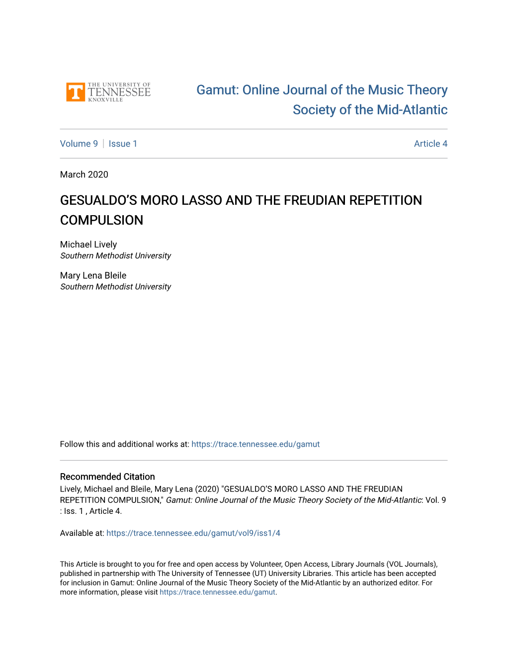 Gesualdo's Moro Lasso and the Freudian Repetition Compulsion