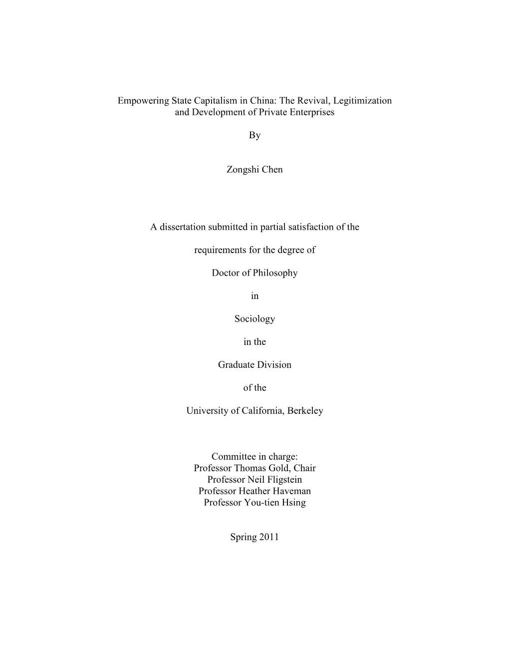 Empowering State Capitalism in China: the Revival, Legitimization and Development of Private Enterprises