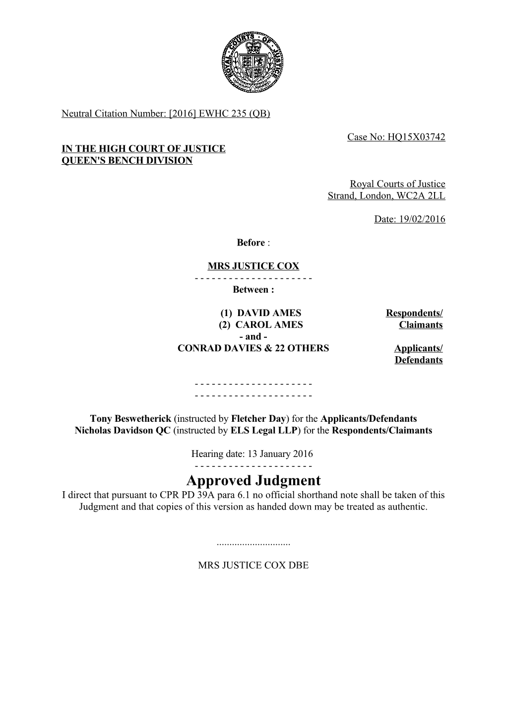 High Court Judgment Template s13