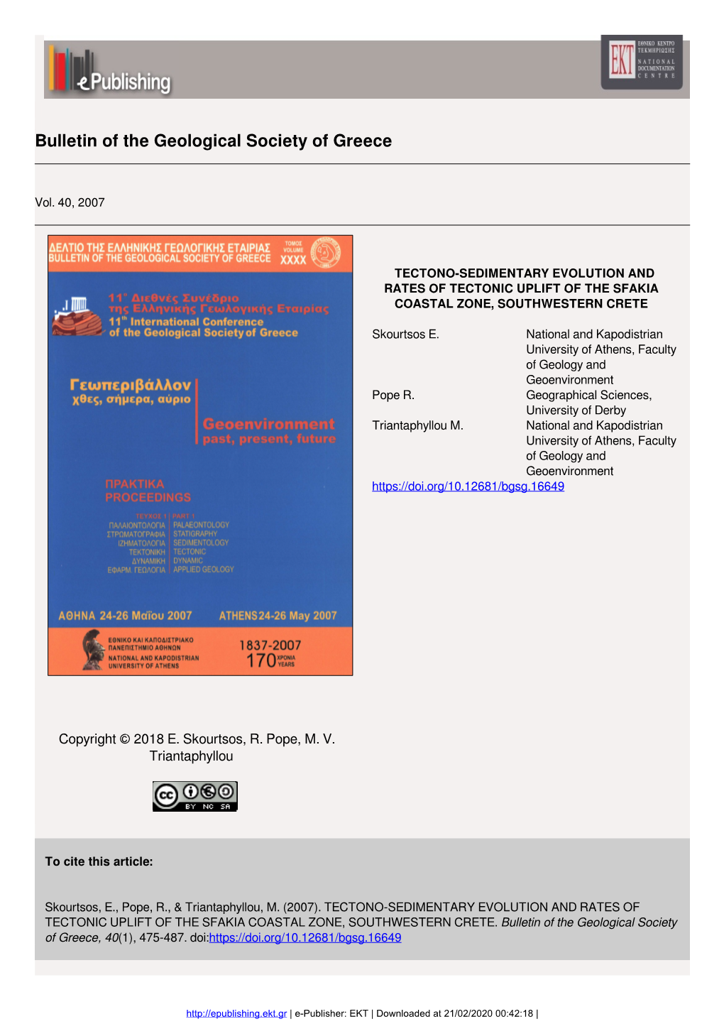 Bulletin of the Geological Society of Greece