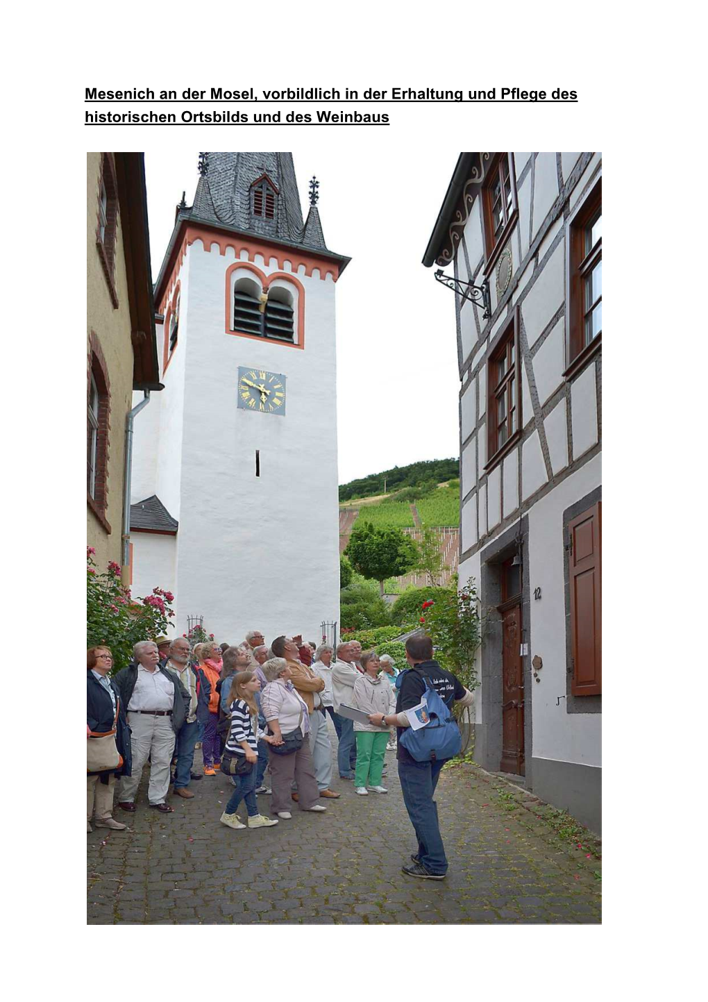 Mesenich an Der Mosel, Vorbildlich in Der Erhaltung Und Pflege Des Historischen Ortsbilds Und Des Weinbaus