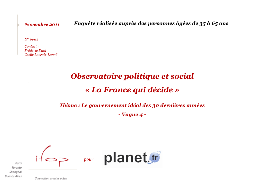 Observatoire Politique Et Social « La France Qui Décide »