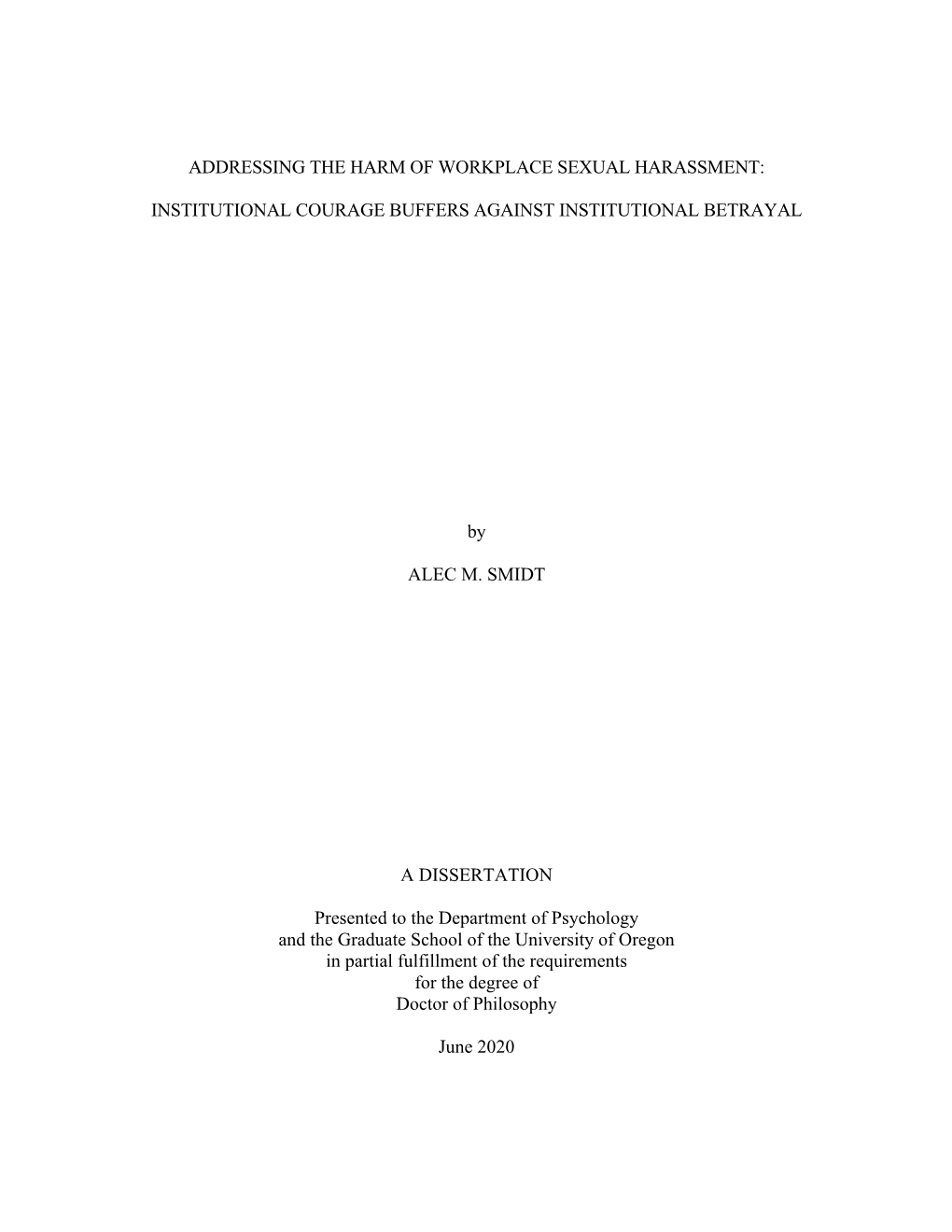 Addressing the Harm of Workplace Sexual Harassment