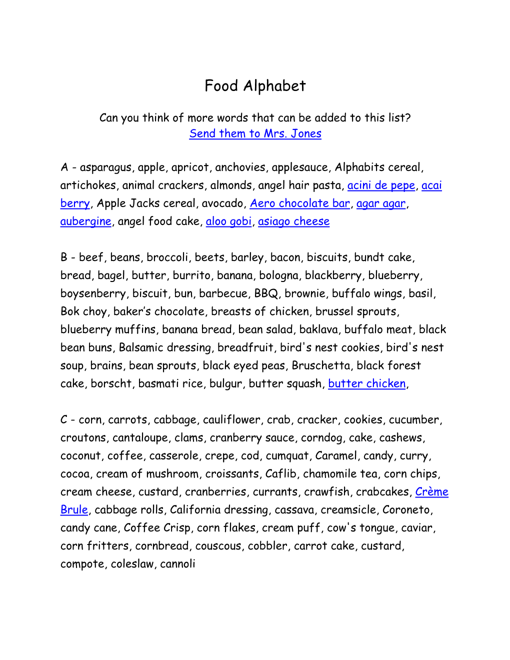 Food Alphabet