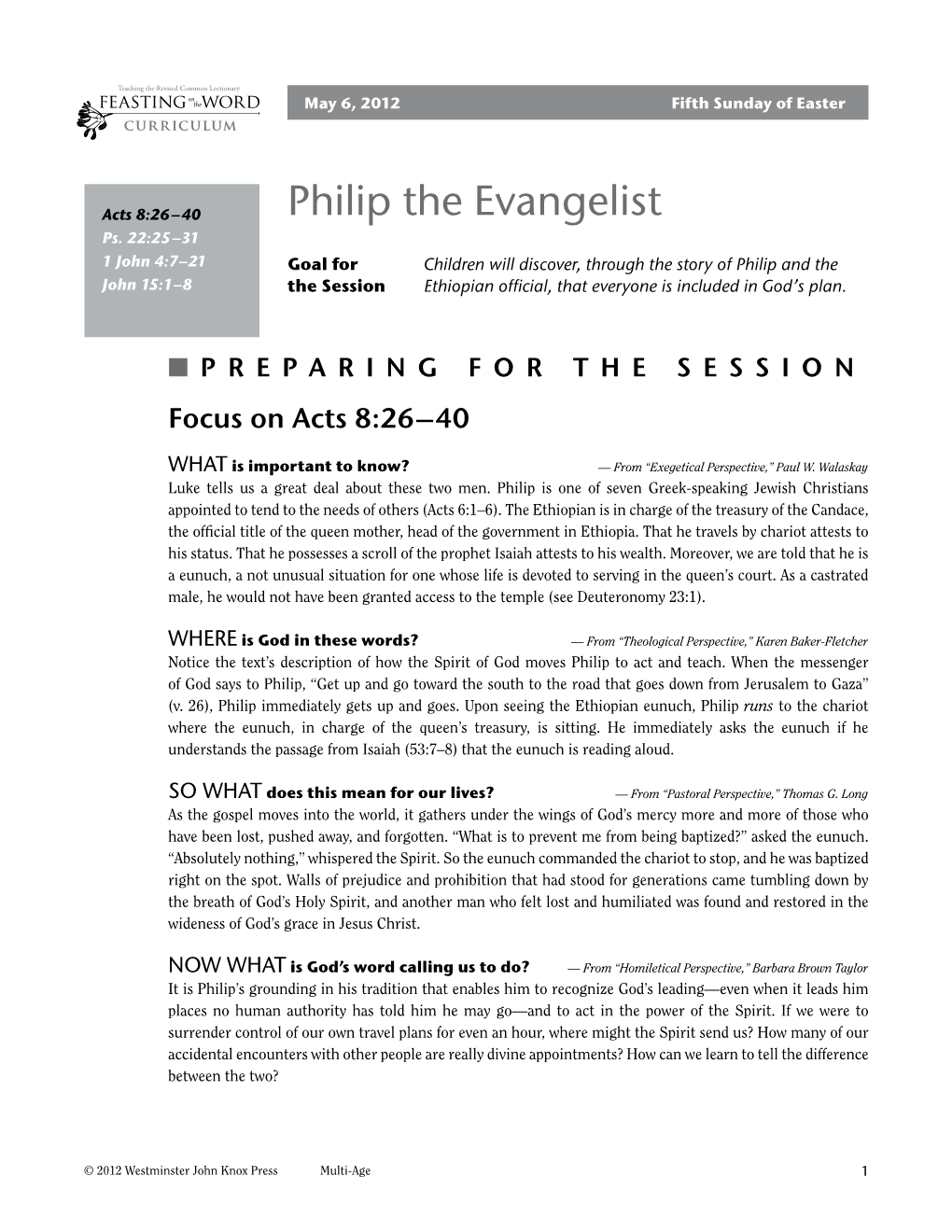 Philip the Evangelist Ps
