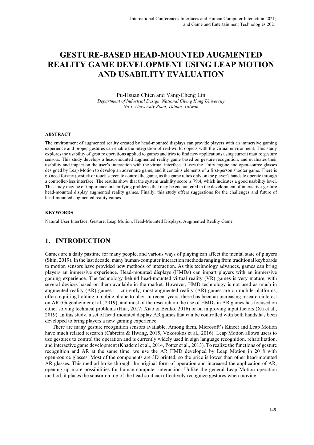 Gesture-Based Head-Mounted Augmented Reality Game Development Using Leap Motion and Usability Evaluation