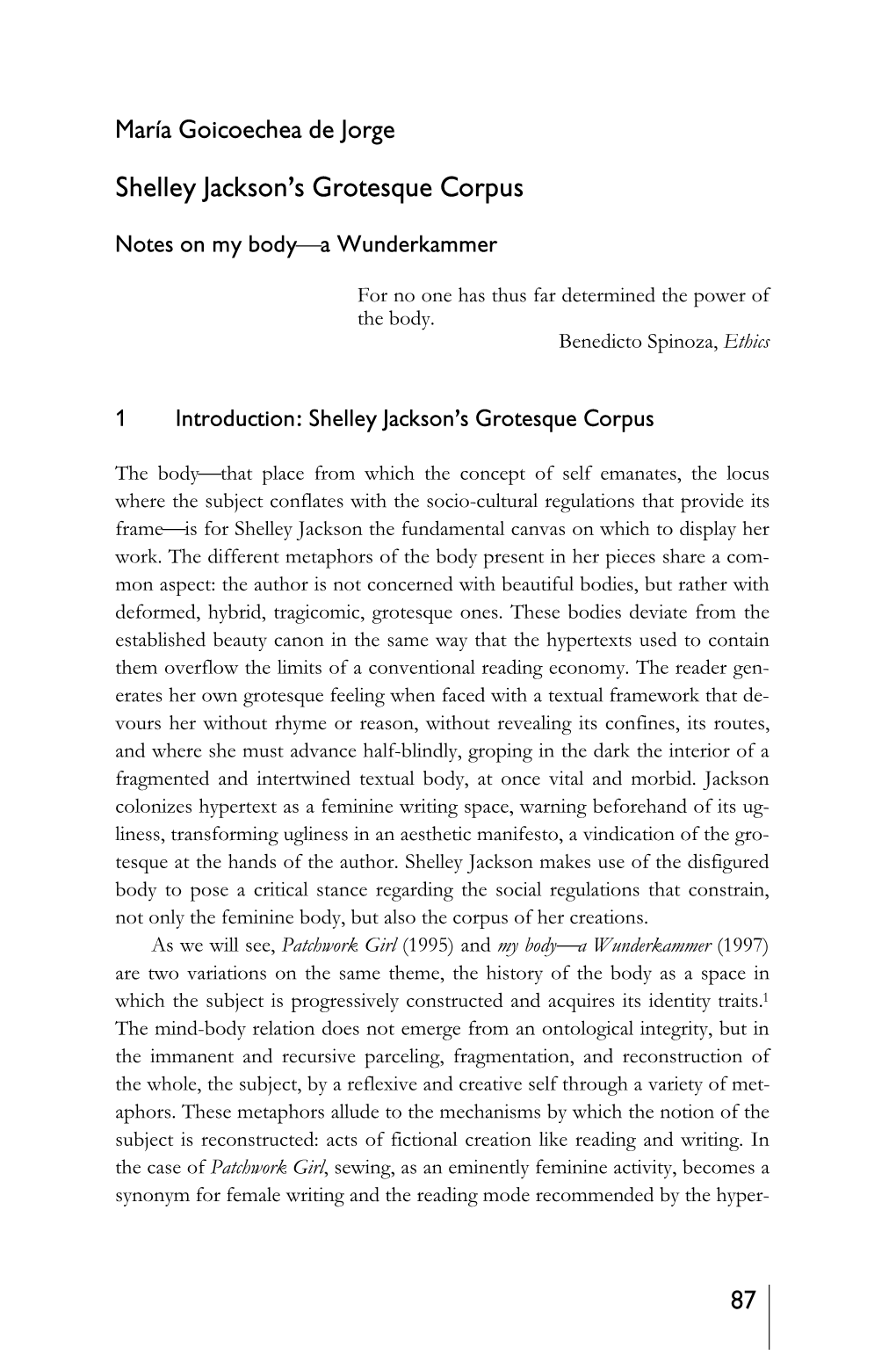 Shelley Jackson's Grotesque Corpus