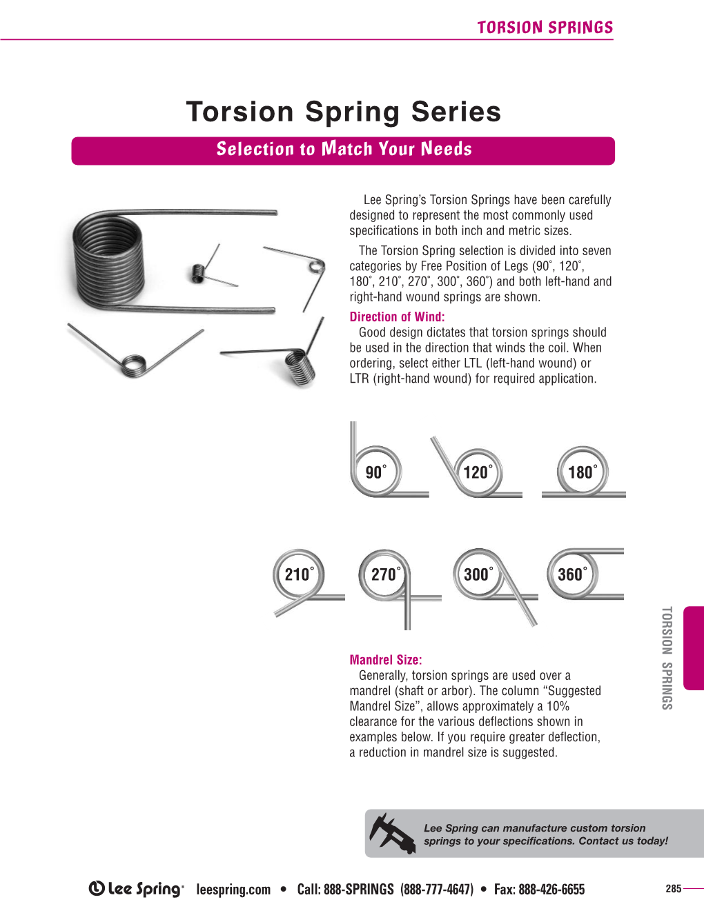 Torsion Spring Series Selection to Match Your Needs