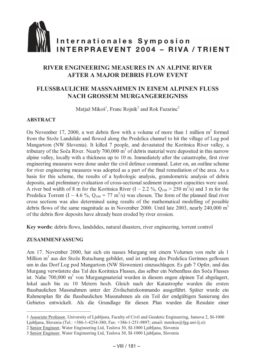 Internationales Symposion INTERPRAEVENT 2004 – RIVA / TRIENT