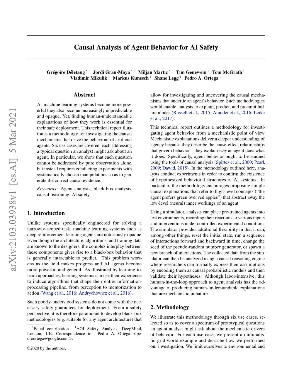 Causal Analysis of Agent Behavior for AI Safety