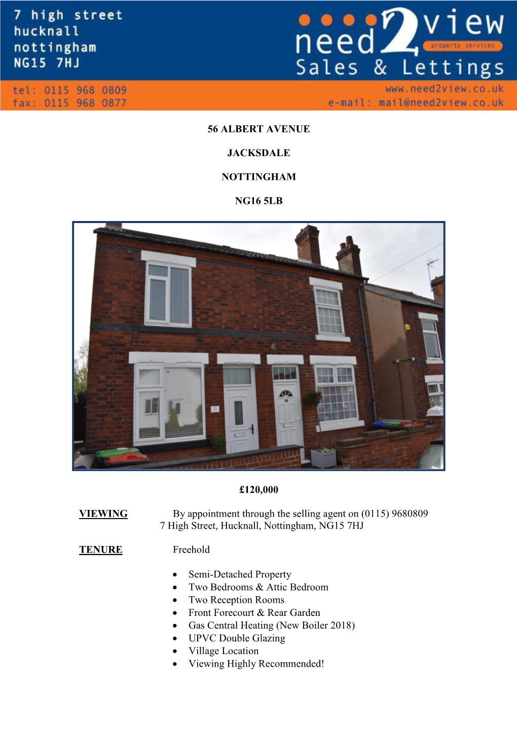 56 Albert Avenue Jacksdale Nottingham Ng16