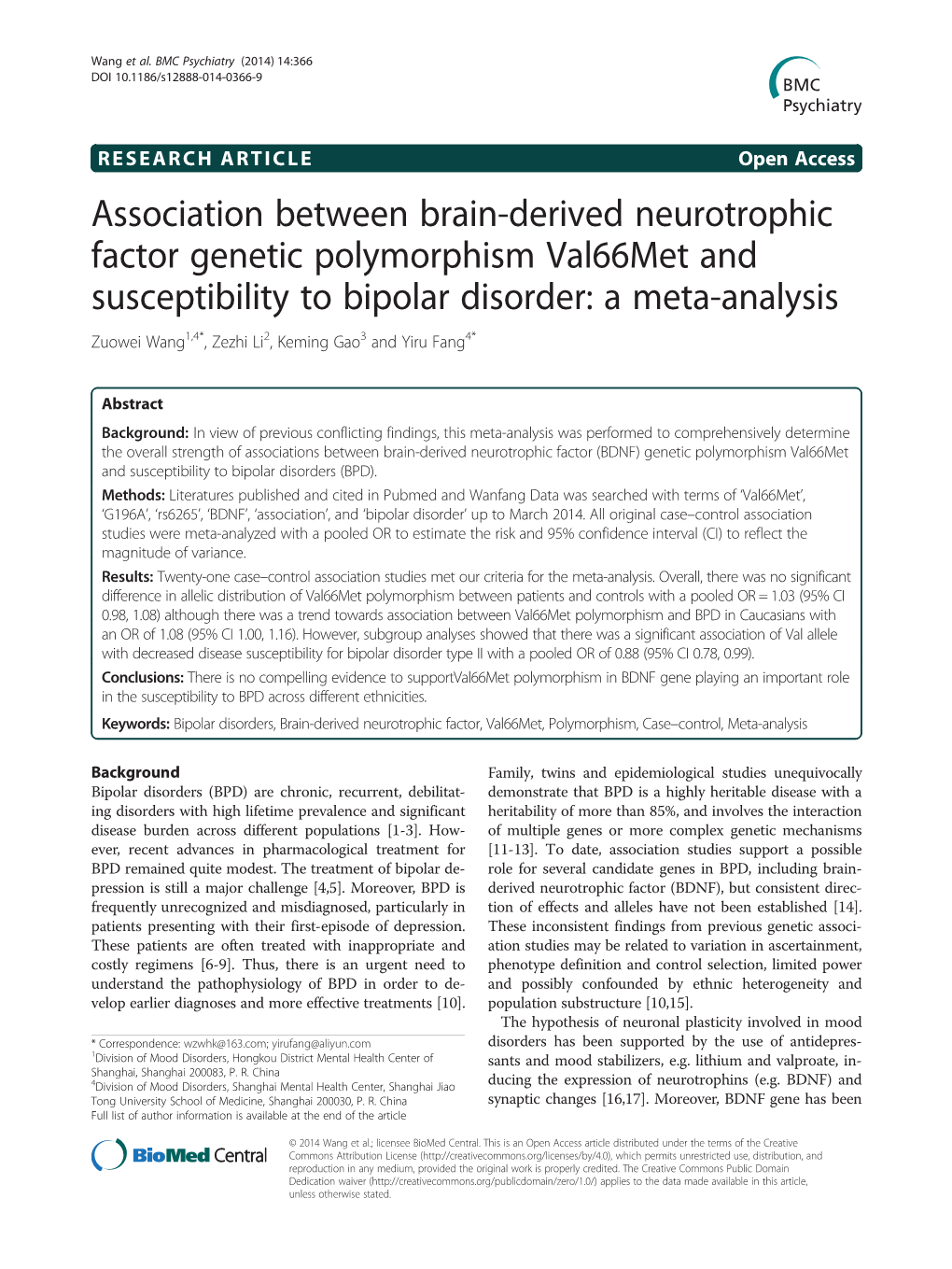 Association Between Brain-Derived Neurotrophic Factor Genetic