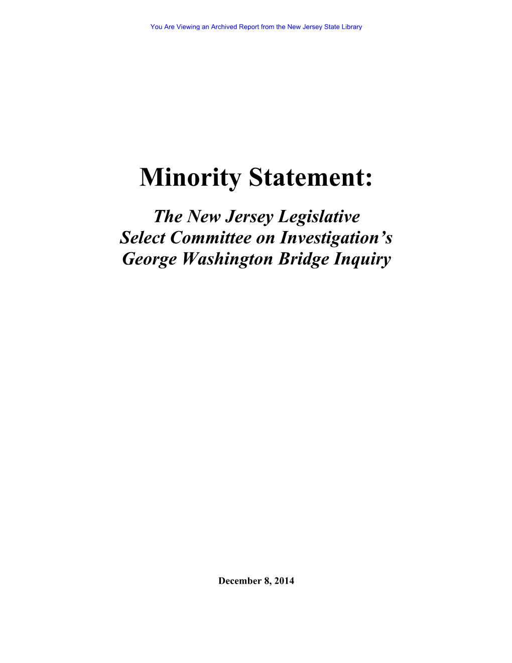 The New Jersey Legislative Select Committee on Investigation's