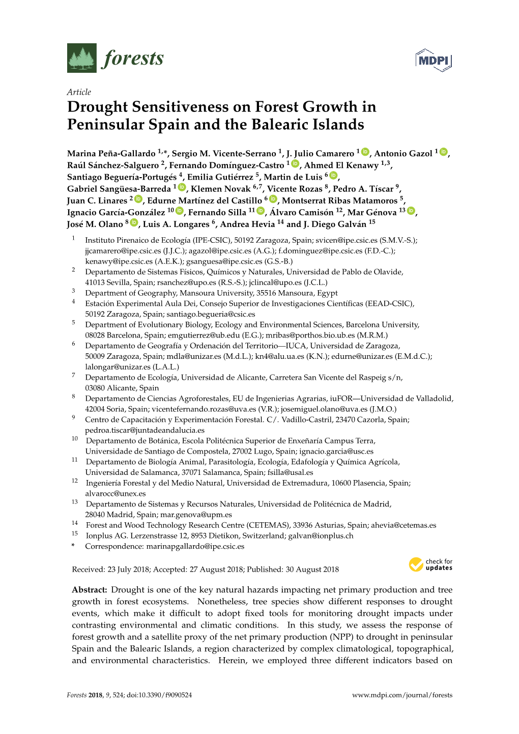 Drought Sensitiveness on Forest Growth in Peninsular Spain and the Balearic Islands