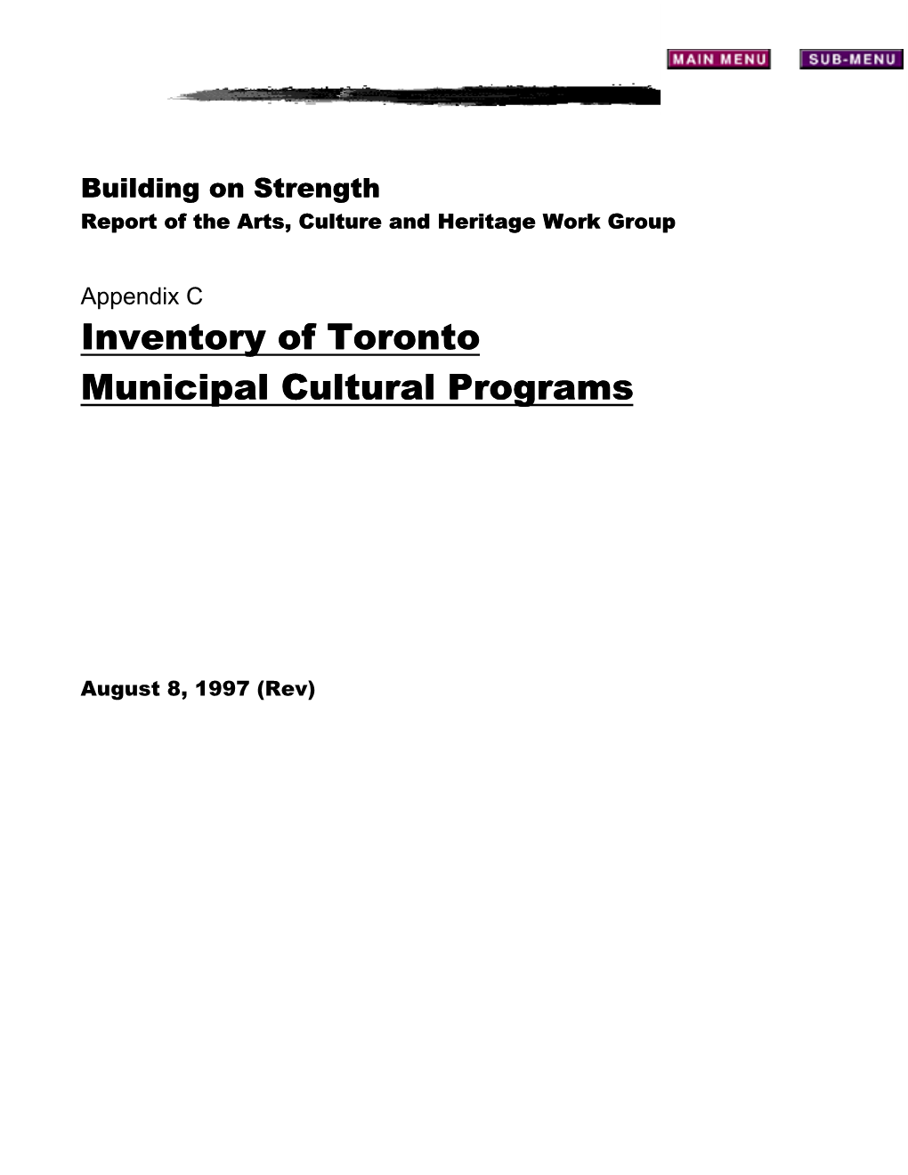 Appendix C, Inventory of Toronto Municipal Cultural Programs