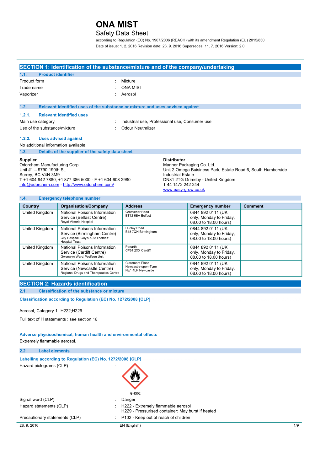 SDS EU (Reach Annex II)